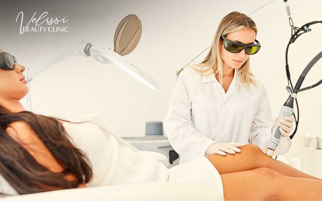 Specjalista przeprowadzający depilację laserową u klientki
